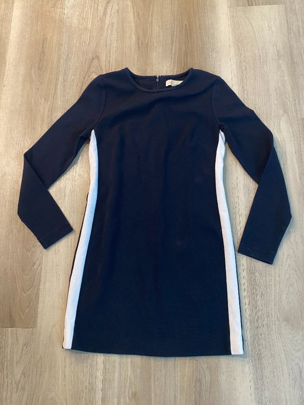 Michael Kors Navy Colorblock Sheath Dress Long Sleeve Bodycon Mini Size M